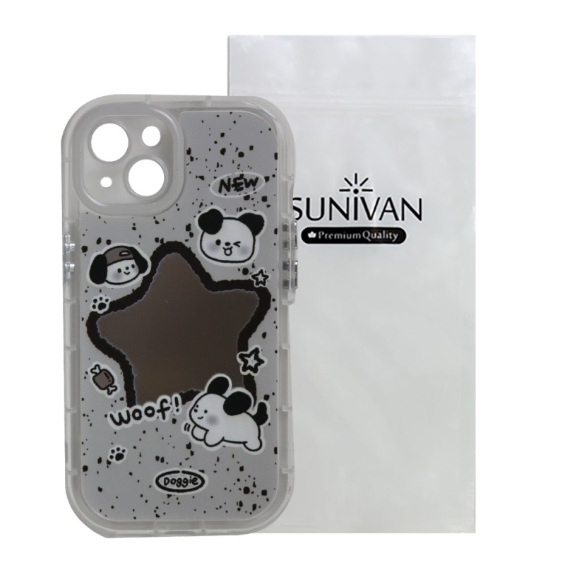 کاور سانیوان مدل آینه ای طرح فانتزی سگ مناسب برای گوشی موبایل اپل iPhone 13