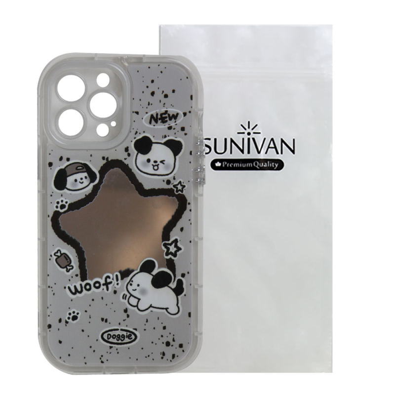 کاور سانیوان مدل آینه ای طرح فانتزی سگ مناسب برای گوشی موبایل اپل iPhone 13 Pro Max
