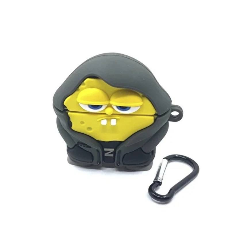 کاور مدل فانتزی طرح باب اسفنجی مناسب برای کیس اپل AirPods 4 به همراه آویز