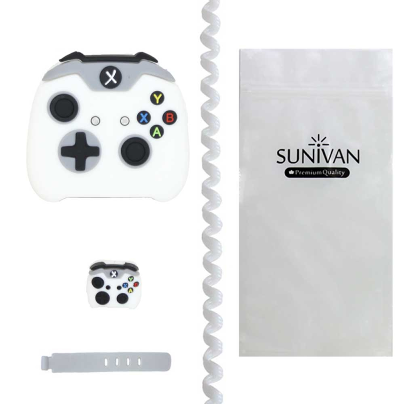 محافظ شارژر دیواری سانیوان طرح عروسکی دسته xbox به همراه محافظ کابل مجموعه 4 عددی