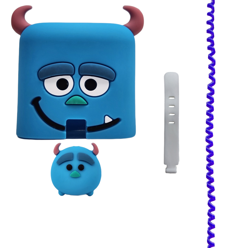 محافظ کابل مدل فانتزی طرح سالیوان به همراه محافظ شارژ دیواری مجموعه 4 عددی