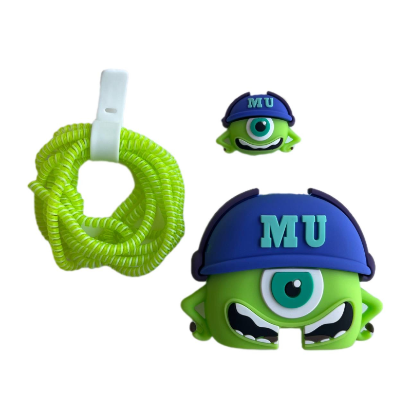 محافظ کابل طرح فانتزی مدل مایک به همراه محافظ شارژر دیواری مجموعه 4 عددی