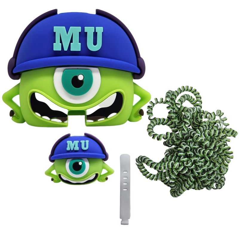 محافظ کابل مدل عروسکی طرح مایک به همراه محافظ شارژ دیواری 25 وات سه پین مجموعه 4 عددی