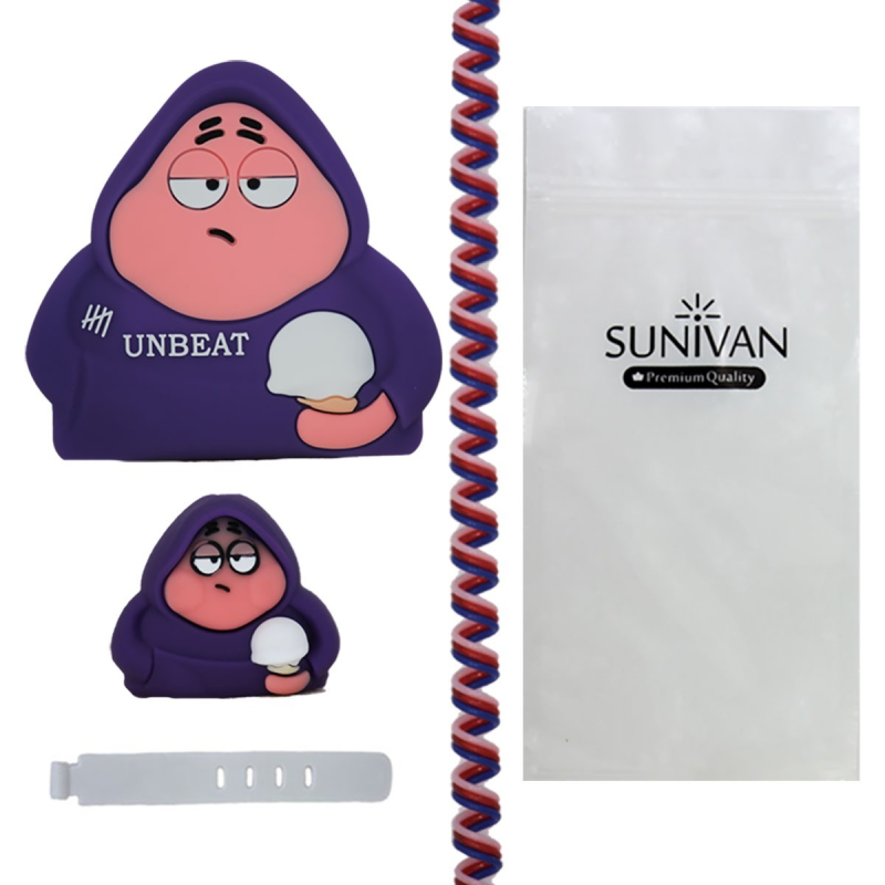 محافظ کابل سانیوان طرح عروسکی فانتزی پاتریک به همراه محافظ شارژر دیواری مجموعه 4 عددی