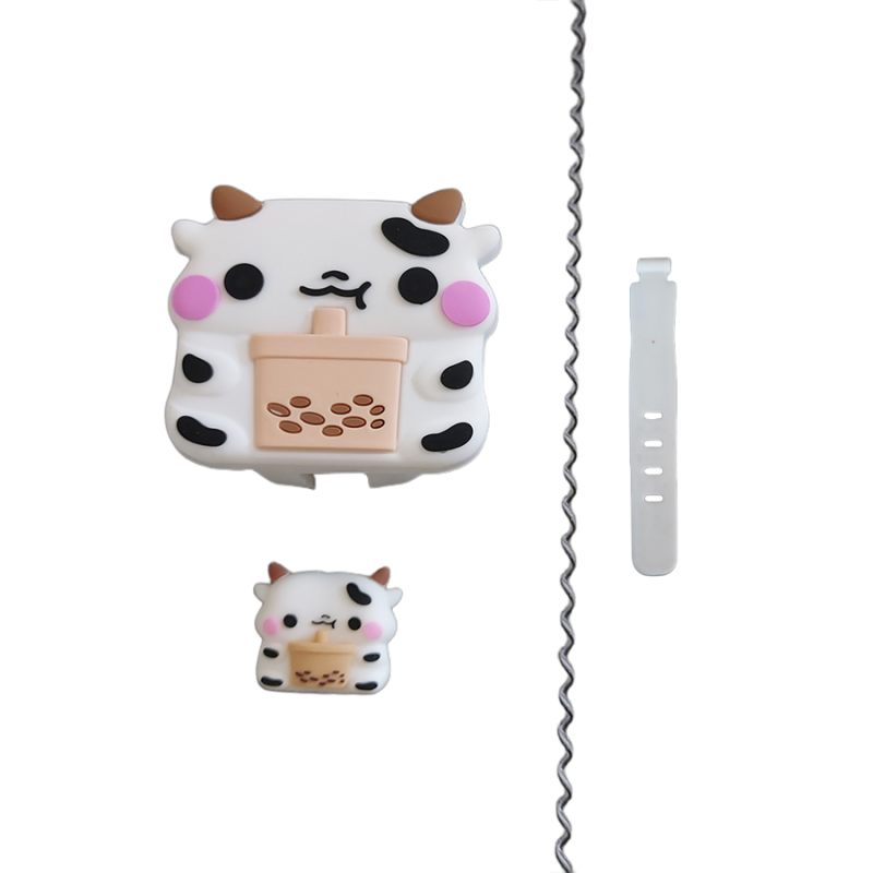 محافظ کابل شارژ طرح فانتزی مدل فانتزی کد 209 به همراه محافظ شارژر دیواری مجموعه 4 عددی