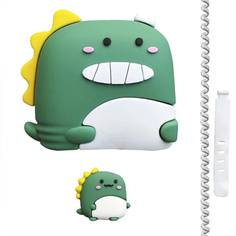 محافظ کابل و محافظ شارژر دیواری 20 وات اپل طرح فانتزی مدل دایناسور کد202 مجموعه 4 عددی