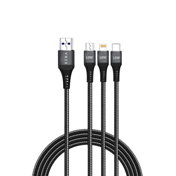 کابل تبدیل USB به microUSB / USB-C / لایتنینگ آزرا مدل DC352 طول 1.2 متر