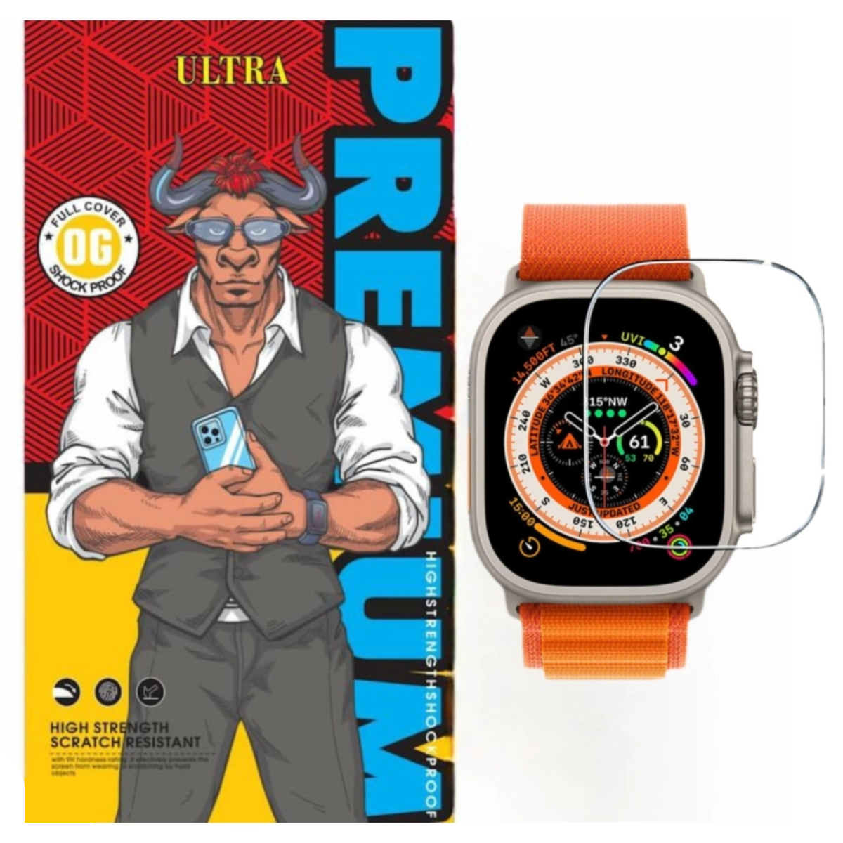 گلس اپل واچ Ultra 1 اولترا مدل FULL GLUE