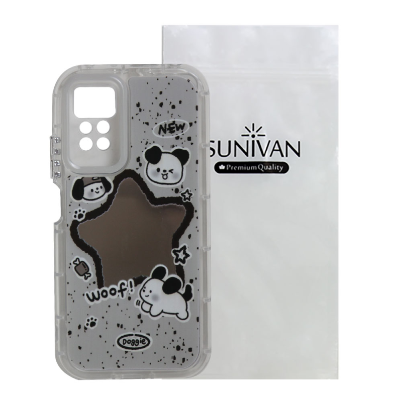 کاور گوشی شیائومی Redmi Note 12 Pro 4G سانیوان مدل آینه ای طرح فانتزی سگ TEDDY