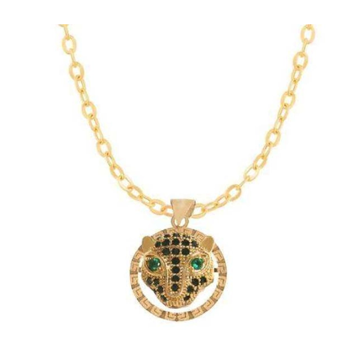 گردنبند طلا 18 عیار اپال گلد مدل پنتر الماسی سبز 0152-0.75