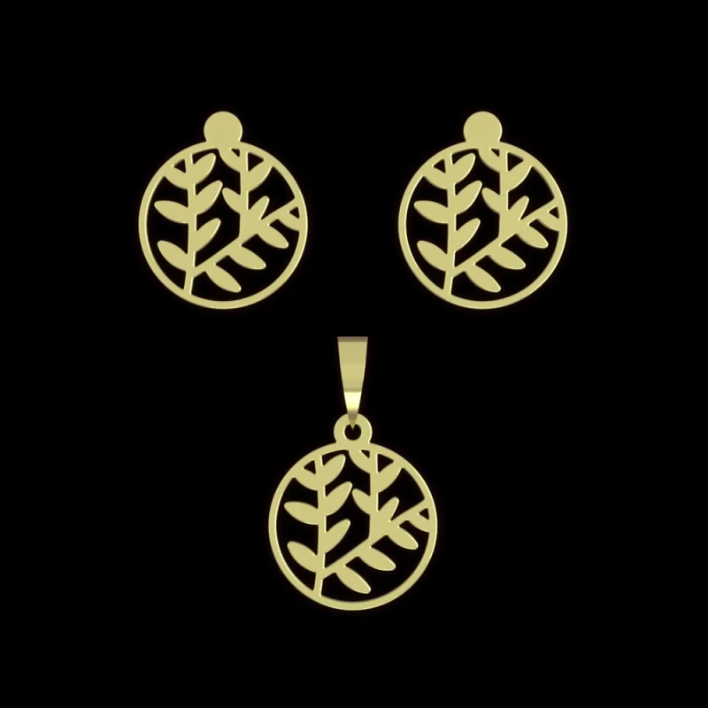 نیم ست طلا 18 عیار مدوپد مدل برگ کد NA14974-2.00