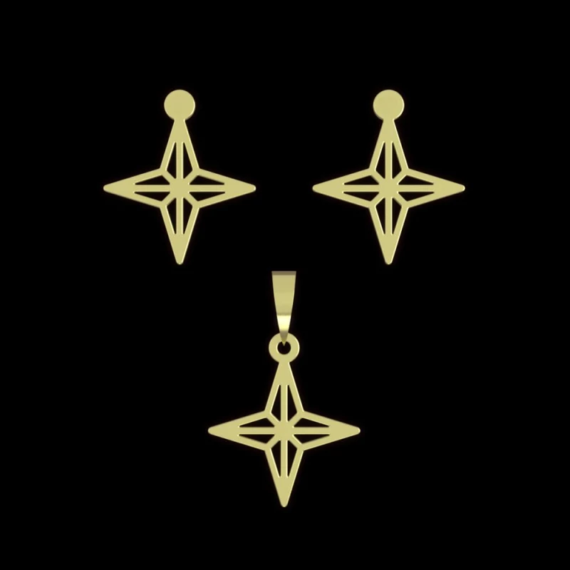 نیم ست طلا 18 عیار مدوپد مدل ستاره کد NA15431-2.00