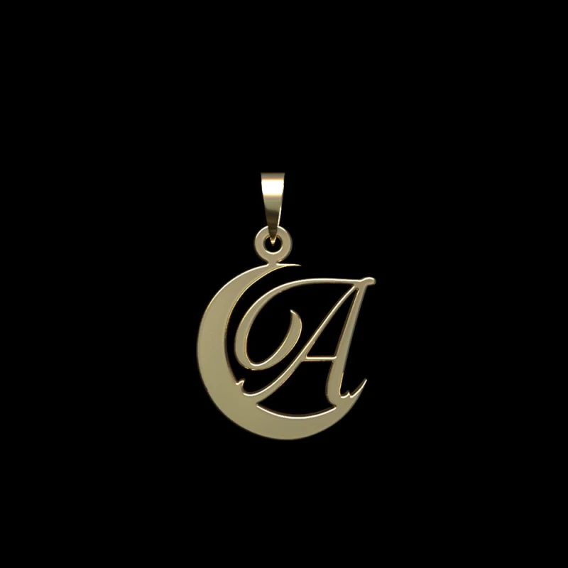 آویز طلا زنانه مدوپد مدل A حرف کد PA1-13687-0.50