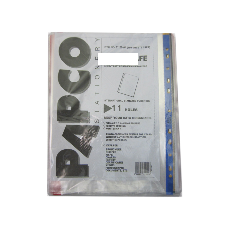 کاور A4 پاپکو مدل اندیکس رنگی بسته 100 عددی