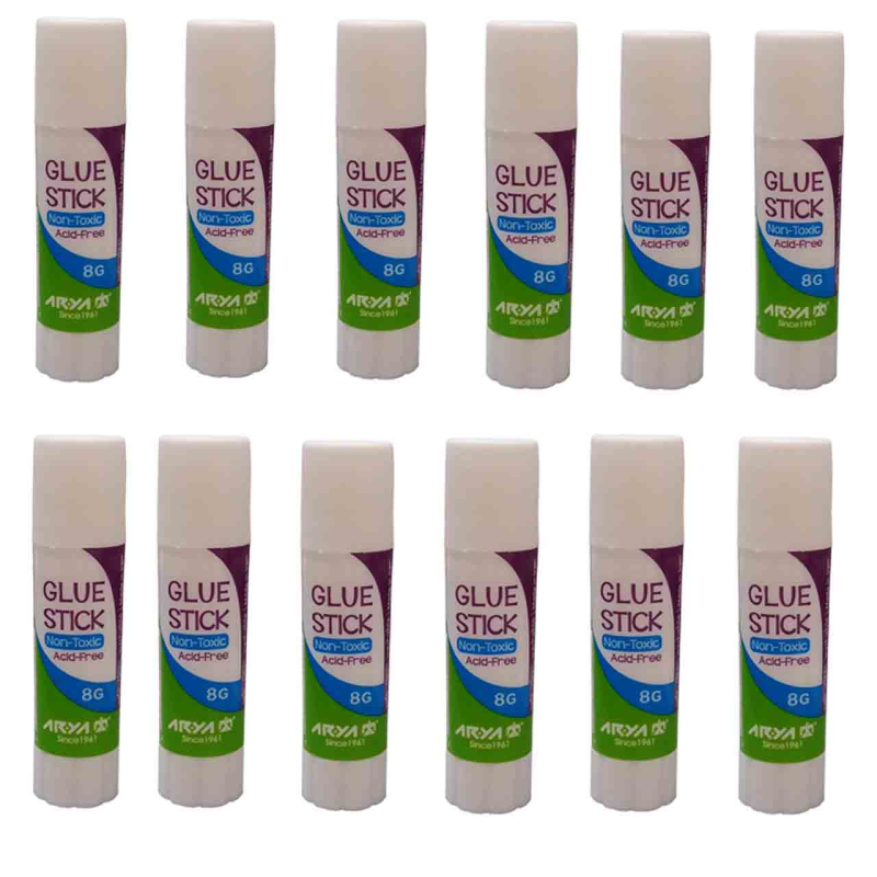 چسب ماتیکی آریا کد A8 بسته 12 عددی