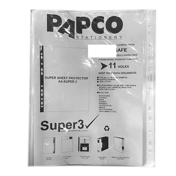 کاور کاغذ A4 پاپکو مدل super3 بسته 100 عددی