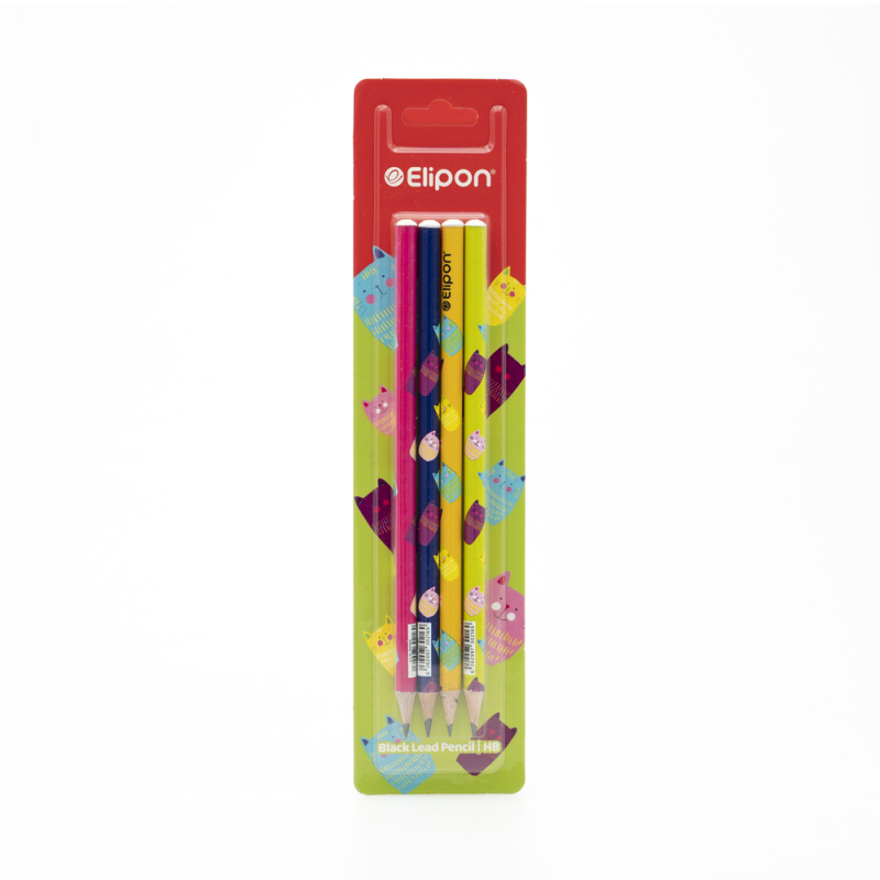 مداد مشکی الیپون طرح WILLOW کد 8101840 بسته 4 عددی