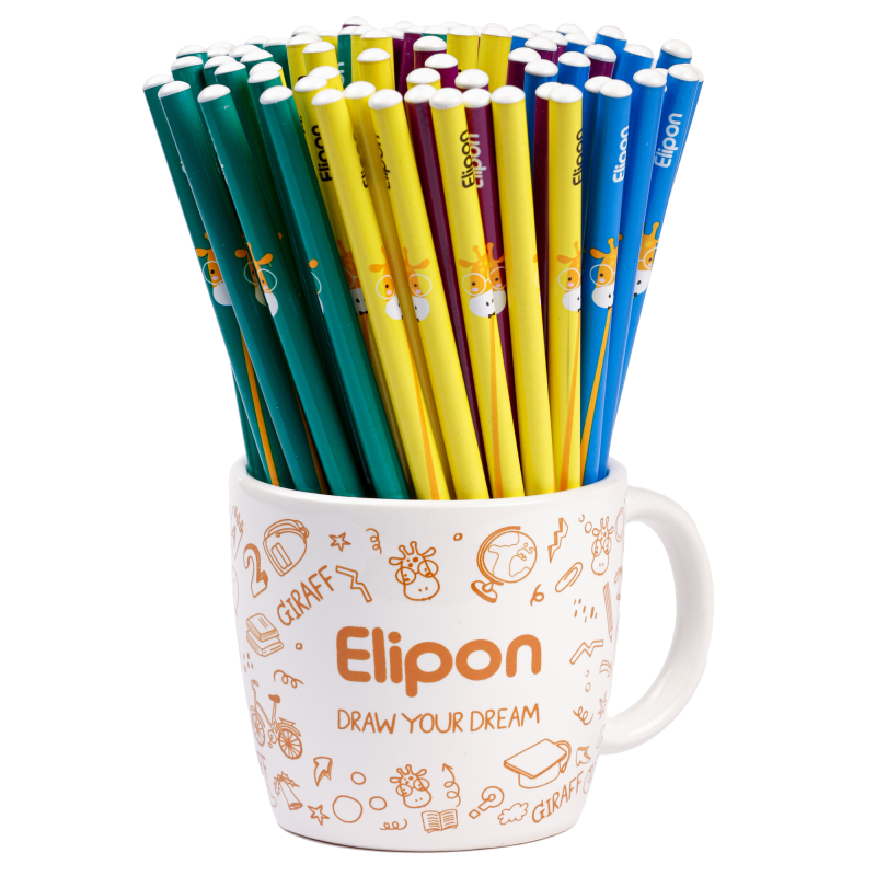 مداد مشکی الیپون مدل فانتزی گرد ماگ کد 8101213 بسته 72 عددی