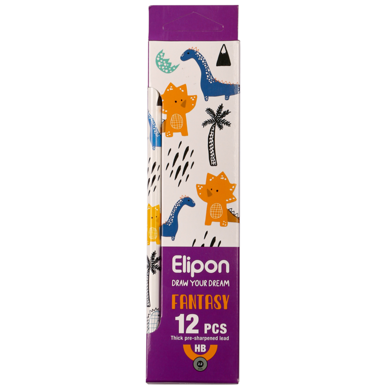 مداد مشکی الیپون مدل فانتزی گرد کد 8101312 بسته 12 عددی 