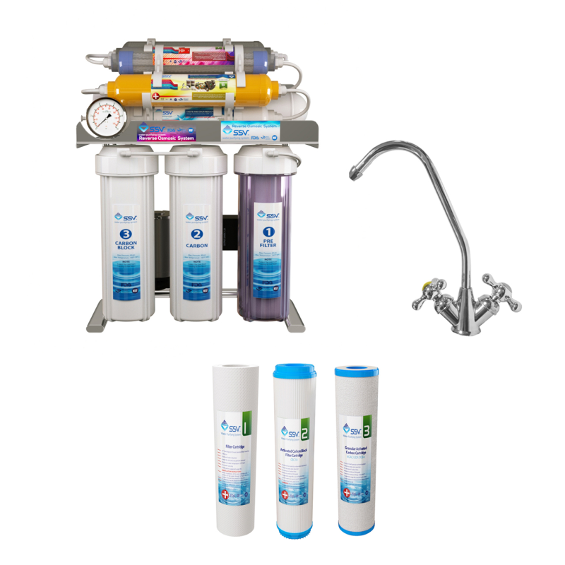 دستگاه تصفیه کننده آب اس اس وی مدل SuperSpring 2W X1000 به همراه شیر تصفیه آب و فیلتر تصفیه آب بسته 3 عددی