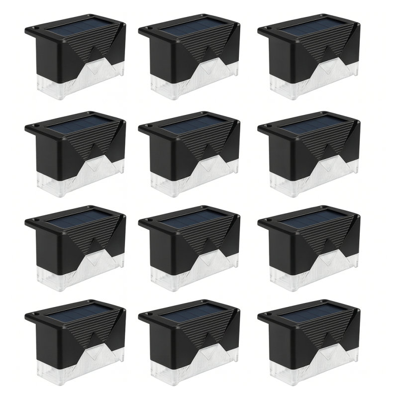 چراغ پارکی خورشیدی  طرح لب پله ای مدل SOLAR DECK LIGHTS مجموعه 12 عددی