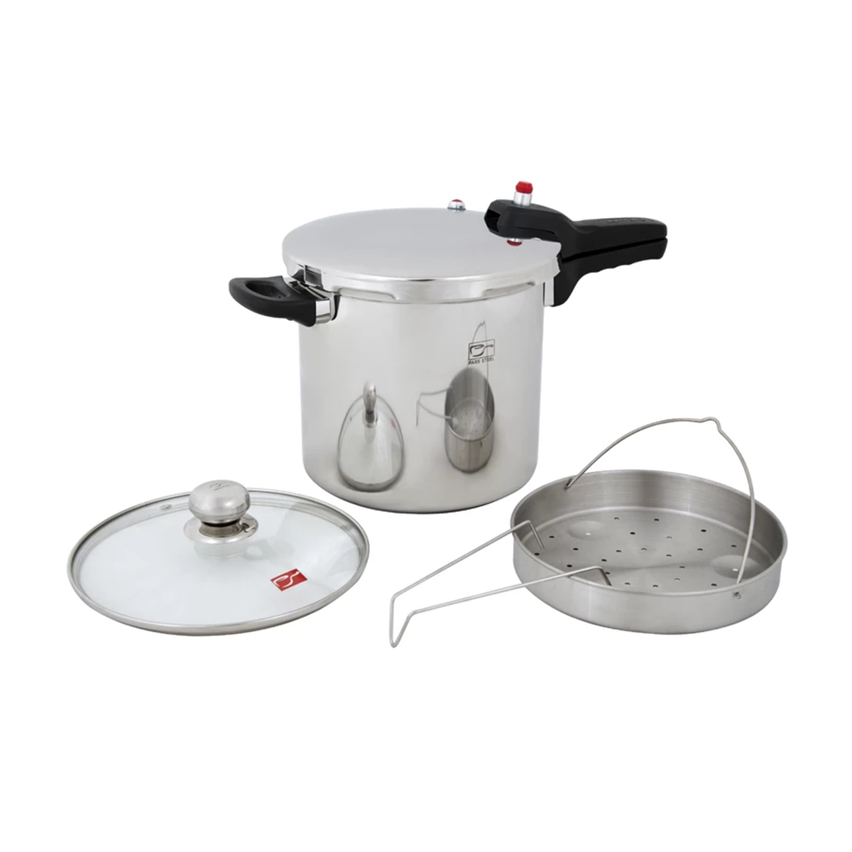 زودپز 7 لیتری پارس استیل به همراه درب پیرکس و سبد بخارپز-استیل