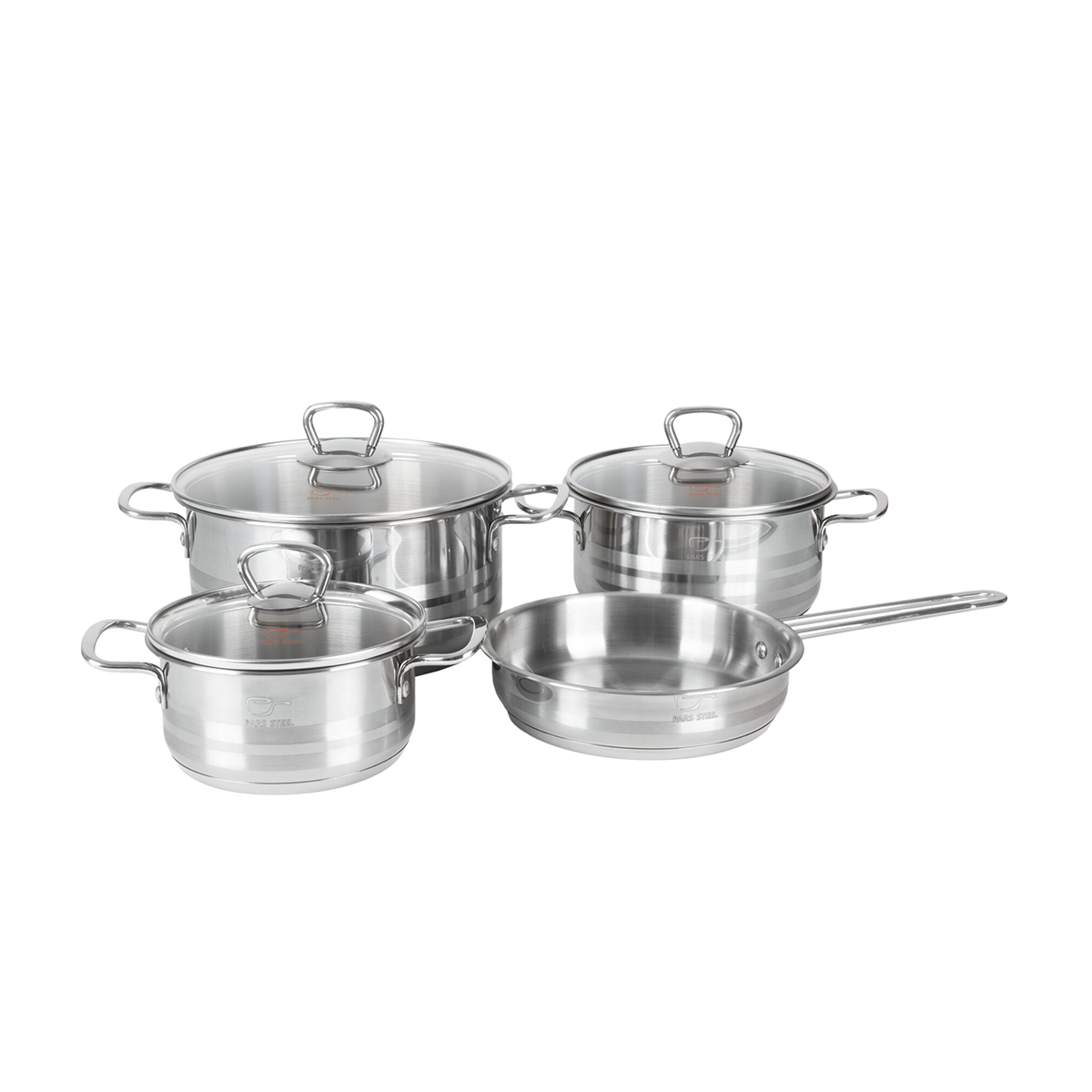 سرویس قابلمه 7 پارچه استیل پارس استیل مدل کارا خط دار-استیل