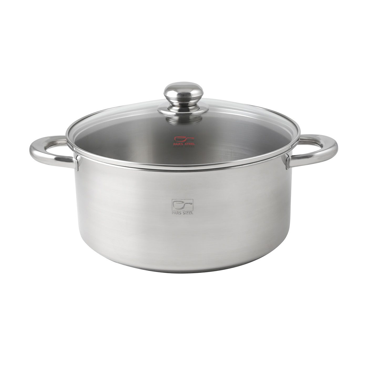 قابلمه استیل پارس استیل 280 دسته فلزی به همراه درب پیرکس-استیل