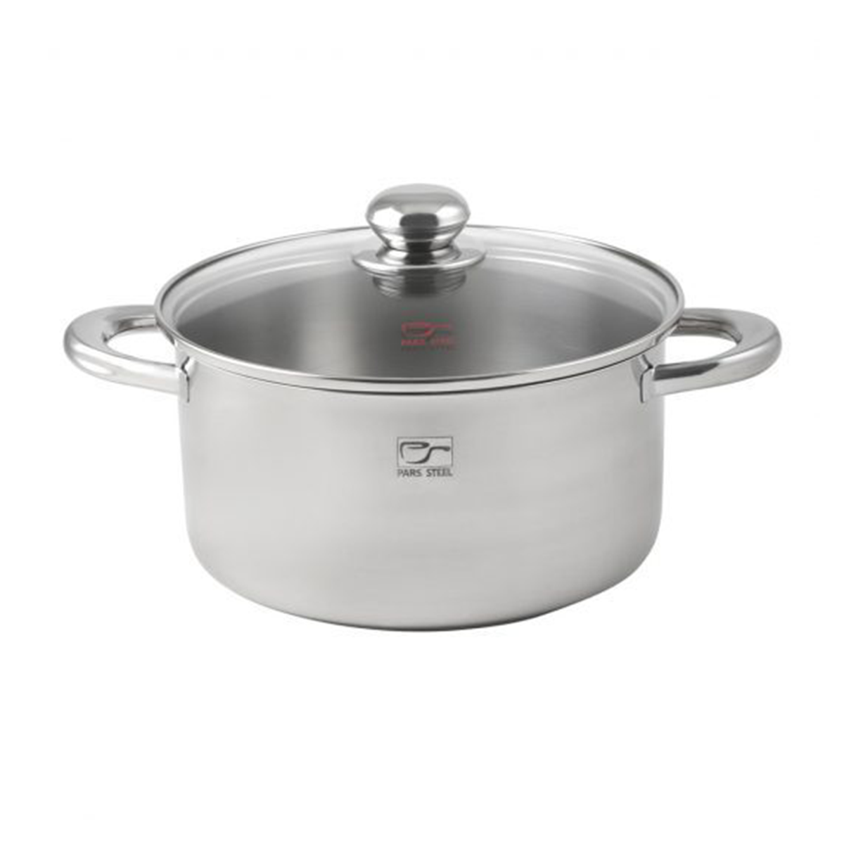 قابلمه استیل پارس استیل 240 دسته فلزی به همراه درب پیرکس-استیل