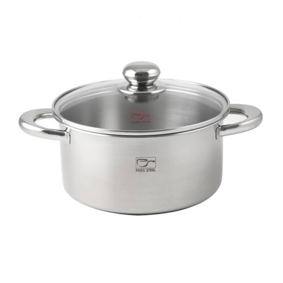 قابلمه استیل پارس استیل 220 دسته فلزی به همراه درب پیرکس-استیل