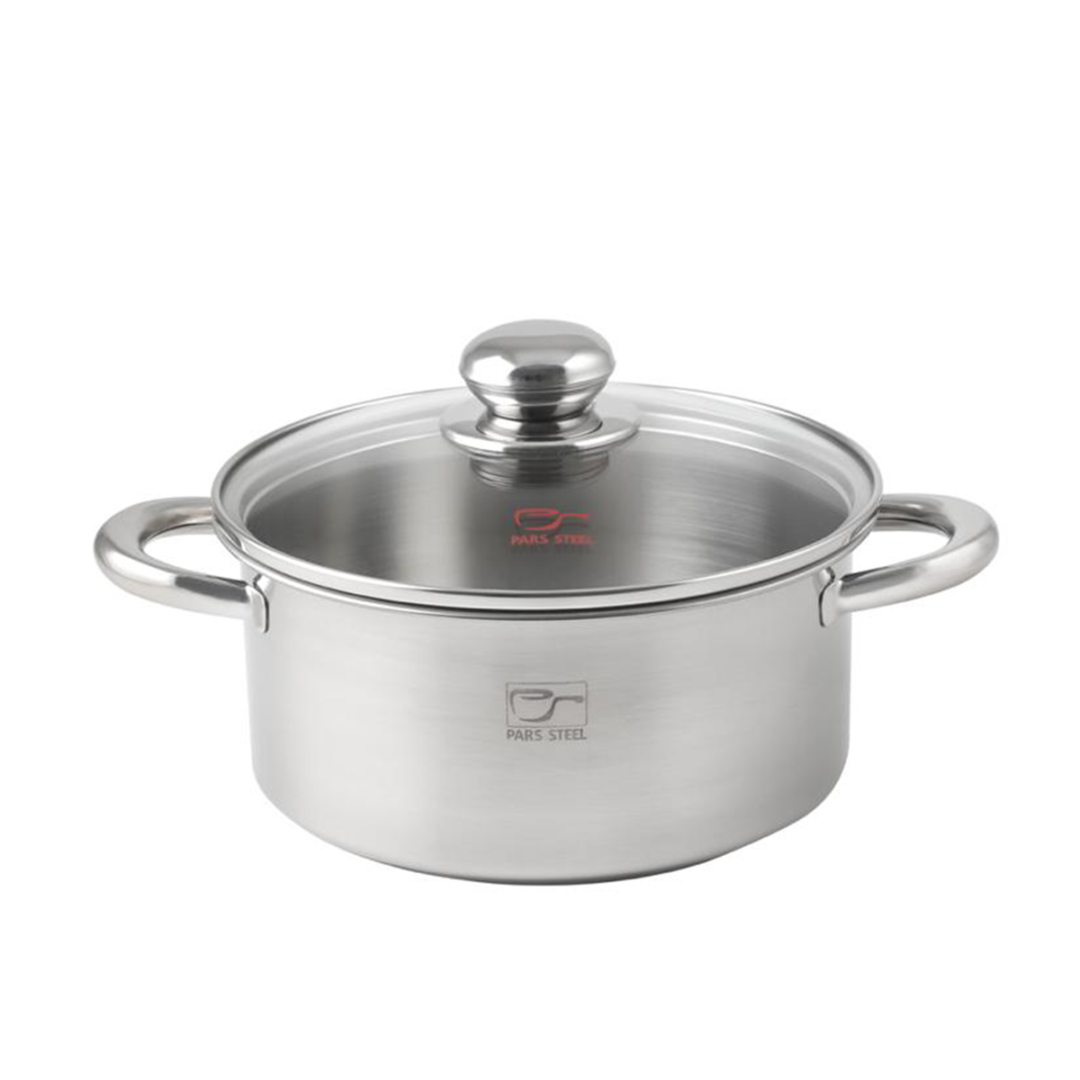 قابلمه استیل پارس استیل 200 دسته فلزی به همراه درب پیرکس-استیل