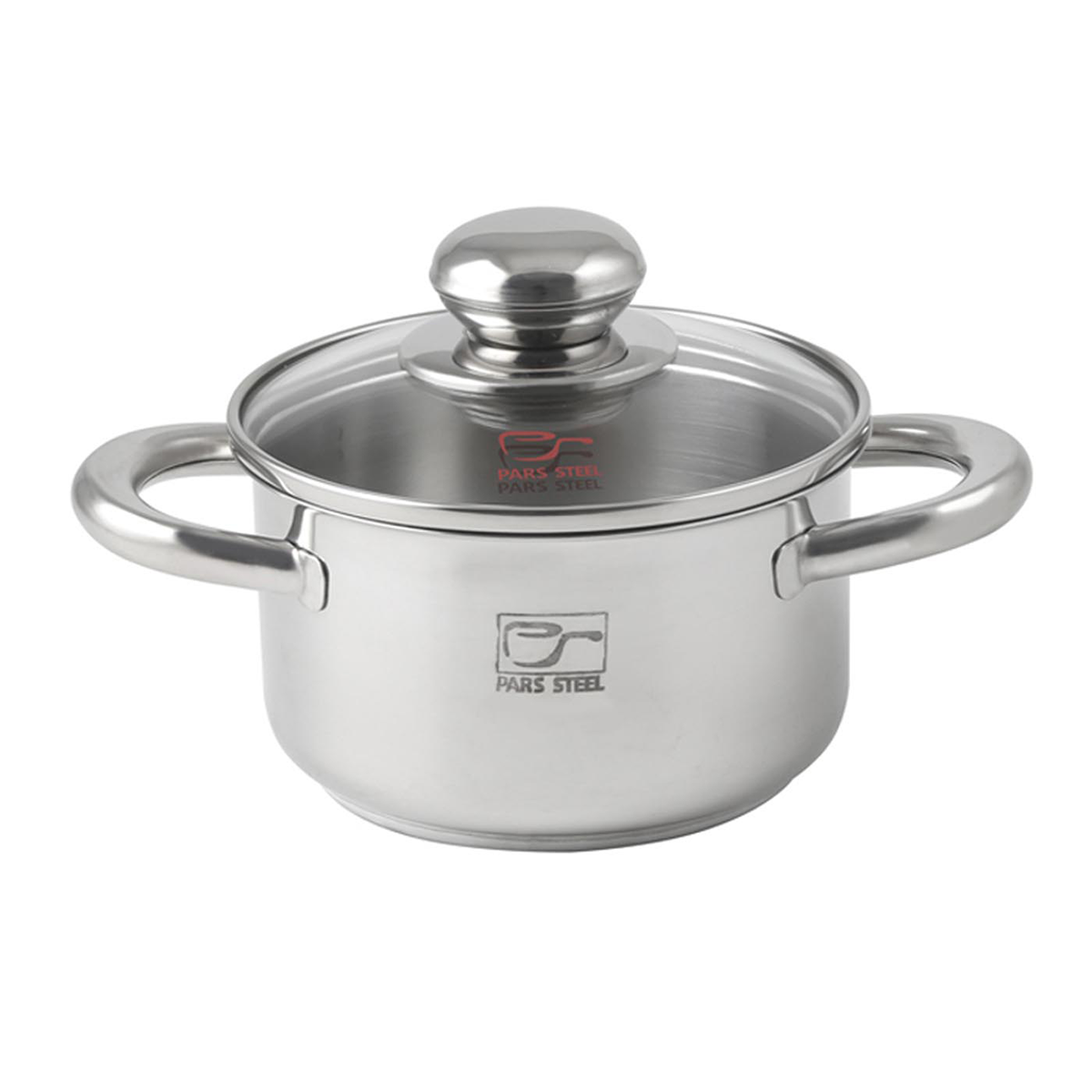 قابلمه استیل پارس استیل 140 دسته فلزی به همراه درب پیرکس-استیل