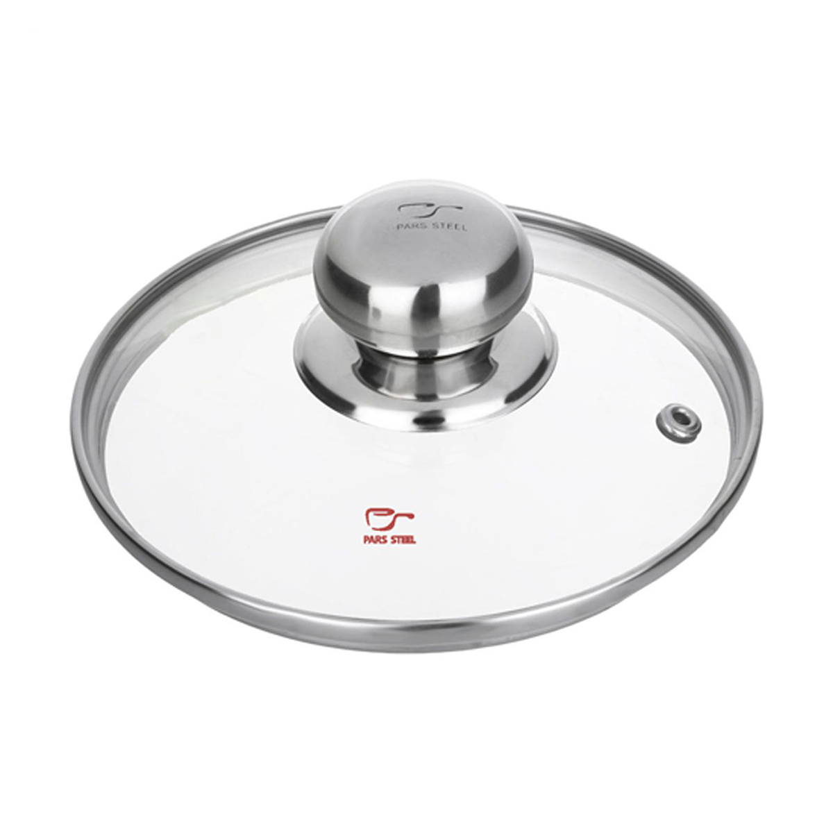 درب قابلمه پیرکس پارس استیل مدل 140 به همراه دسته کروی مونتاژی کوچک-بی رنگ