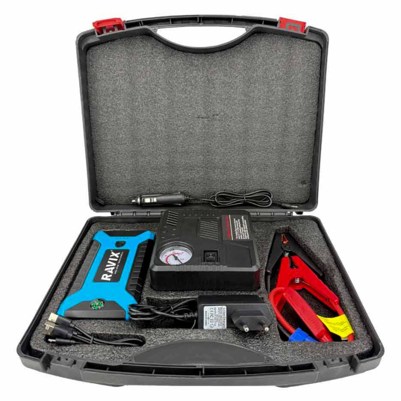 جامپ استارتر و کمپرسور فندکی راویکس مدل RX-J29B مجموعه 7 عددی جامپ استارتر و کمپرسور فندکی راویکس مدل RX-J29B مجموعه 7 عددی