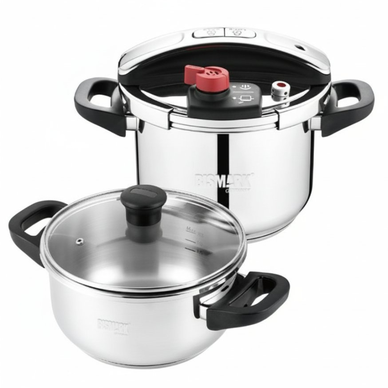 زودپز دوقلو بیسمارک مدل BM220 گنجایش 4 و7 لیتر زودپز دوقلو بیسمارک مدل BM220 گنجایش 4 و7 لیتر