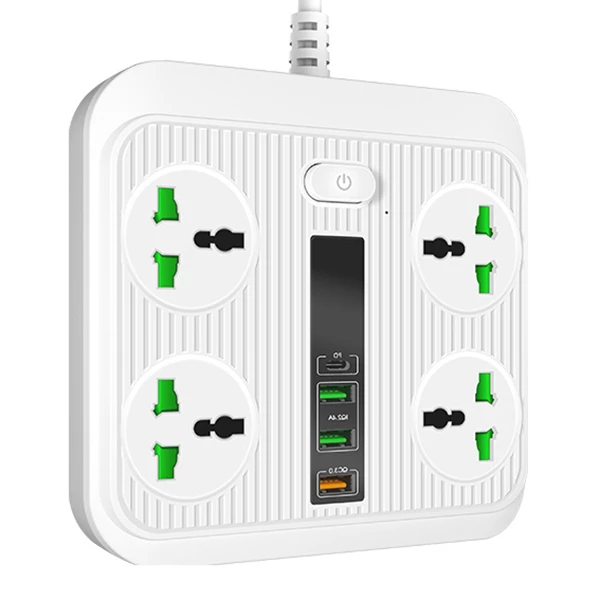 چند راهی برق و محافظ ولتاژ مدل T18-سفید