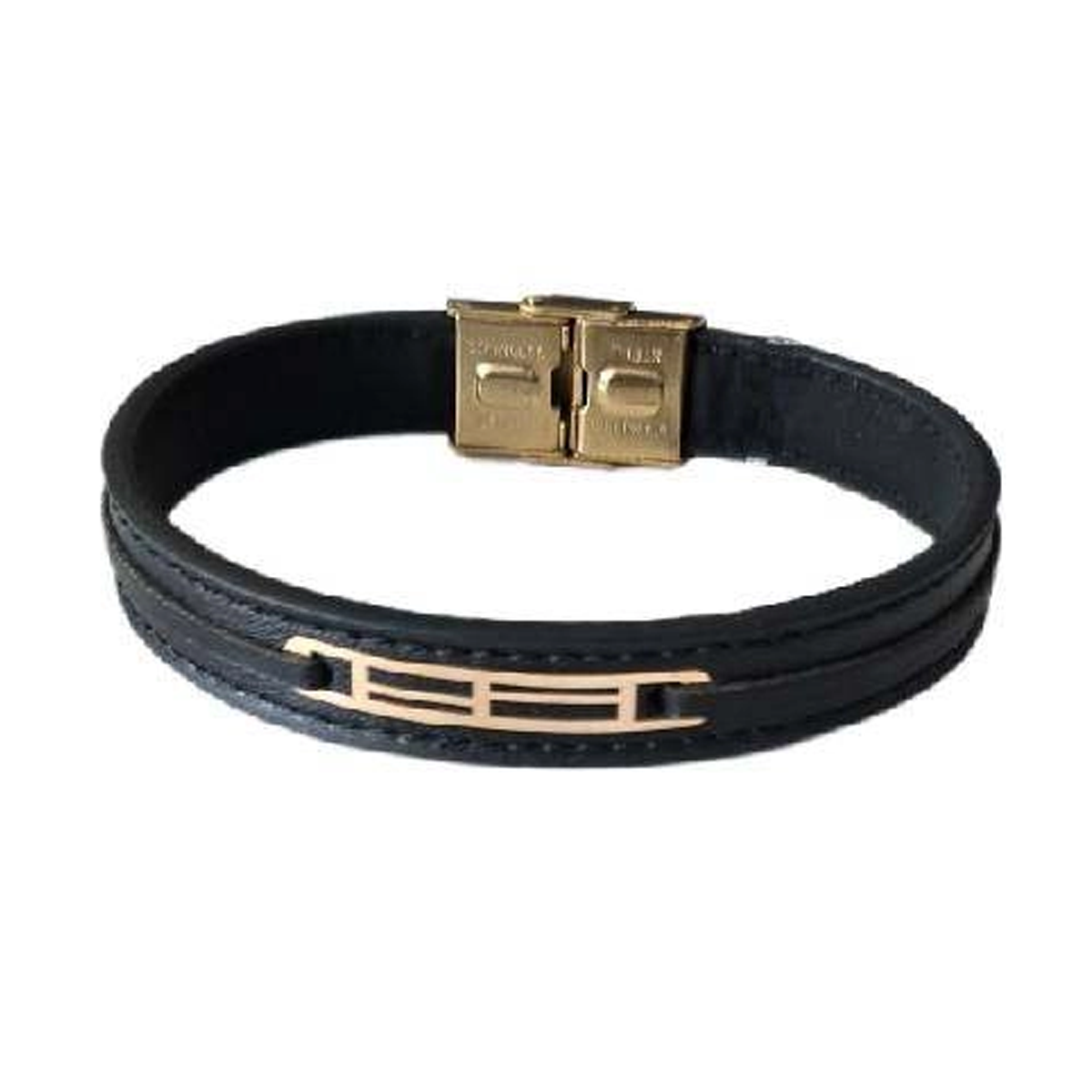 دستبند طلا مردانه با چرم  اپال گلد مدل 0186