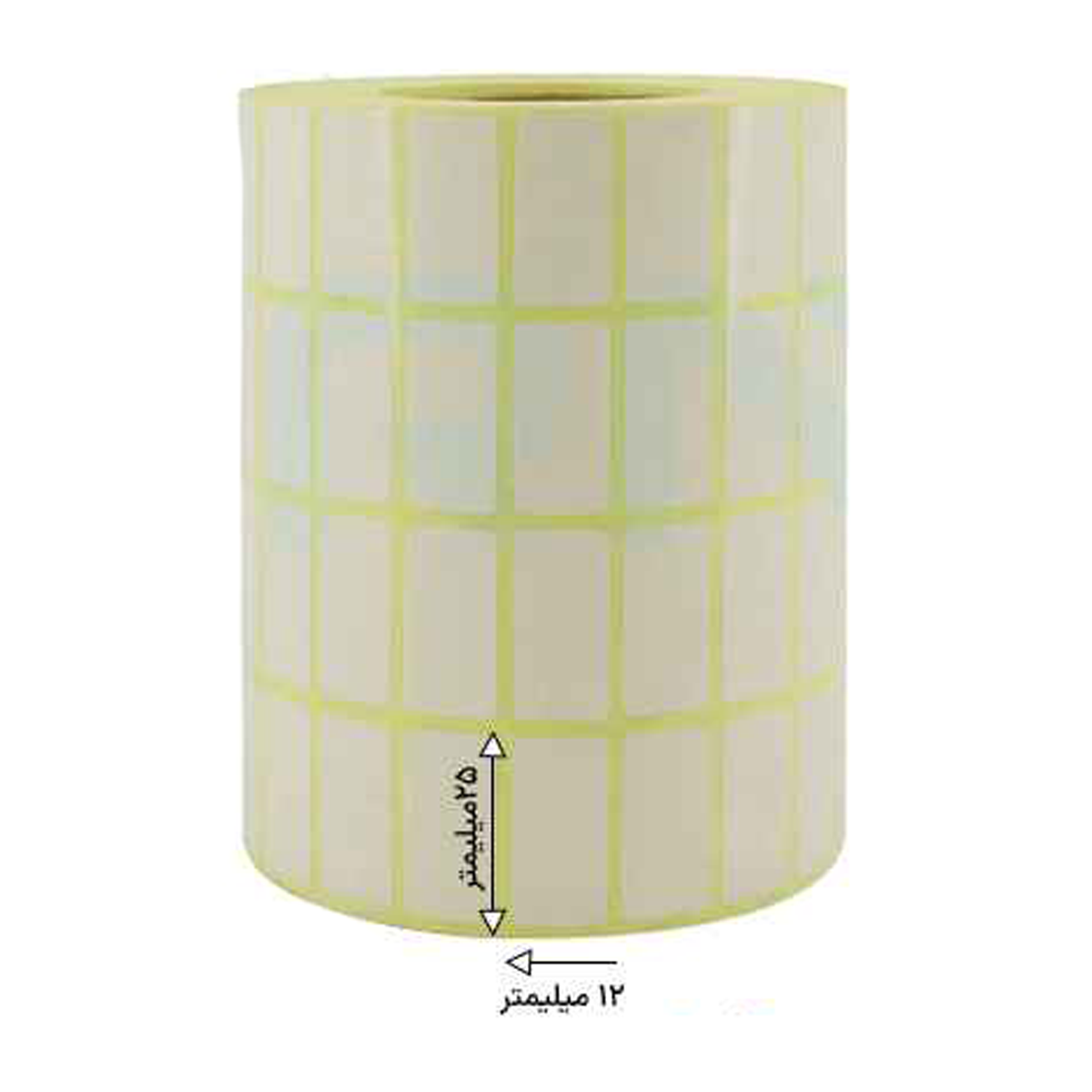 رول 10000 تایی لیبل کاغذی چهار ردیفه 12x25 رول 10000 تایی لیبل کاغذی چهار ردیفه 12x25