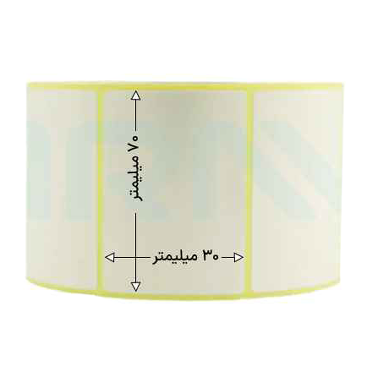 رول 1000 تایی لیبل کاغذی تک ردیفه 70x30