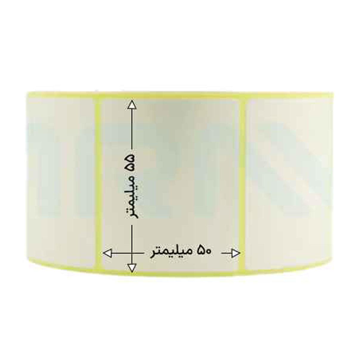 رول 2000 تایی لیبل کاغذی تک ردیفه 55x50 رول 2000 تایی لیبل کاغذی تک ردیفه 55x50