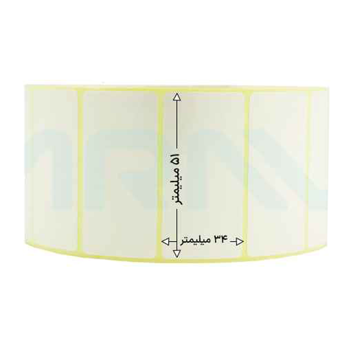 رول 1500 تایی لیبل کاغذی تک ردیفه 51x34