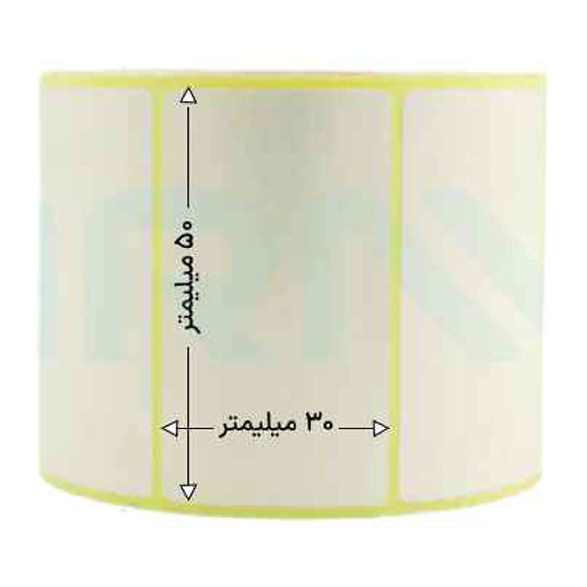 رول 1500 تایی لیبل کاغذی تک ردیفه 50x30