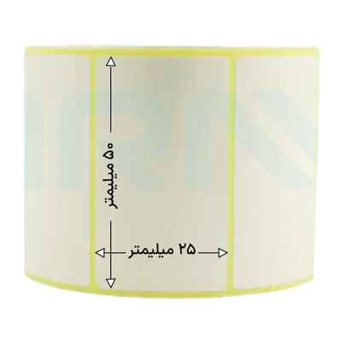 رول 2000 تایی لیبل کاغذی تک ردیفه 50x25