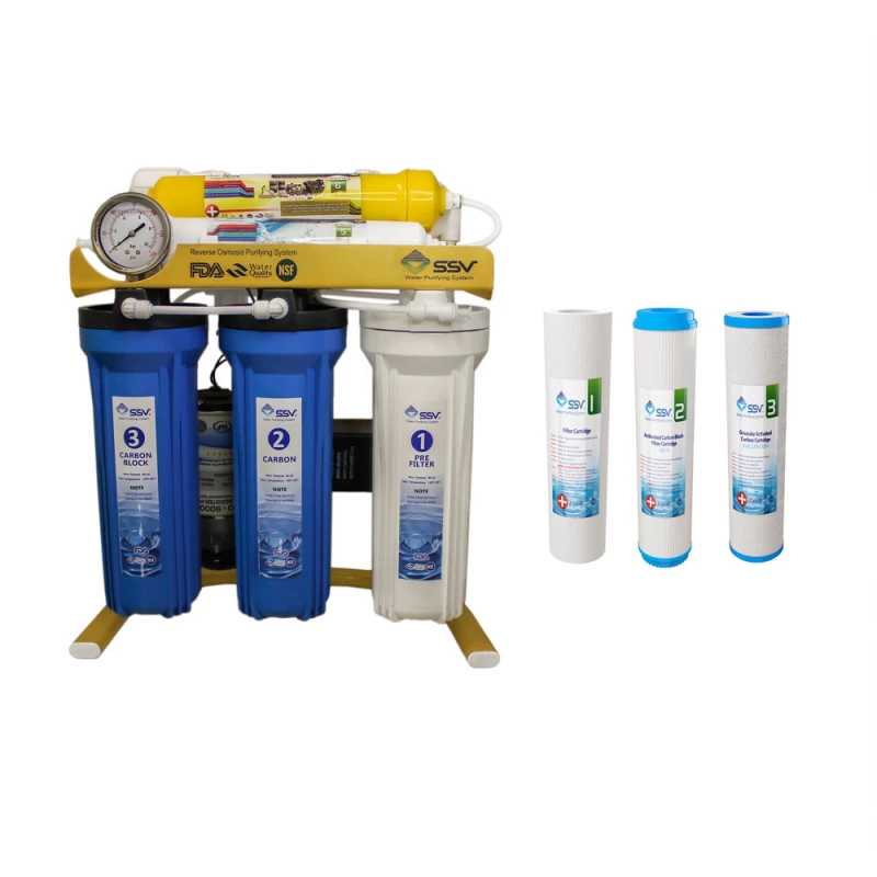 دستگاه تصفیه آب اس اس وی مدل GoldenBlue X600 به همراه فیلتر تصفیه آب بسته 3 عددی-سفید