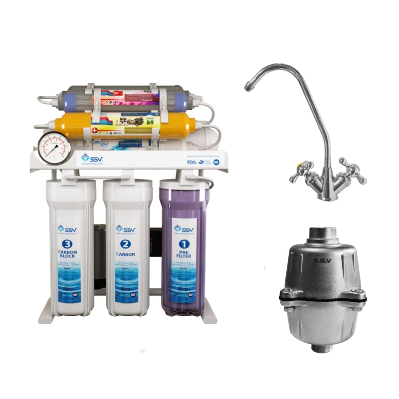 دستگاه تصفیه کننده آب اس اس وی مدل MaxTec 2W X1000 به همراه شیر تصفیه آب و فیلتر دوش حمام-سفید