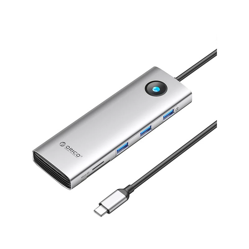 هاب 9 پورت usb-C اوریکو مدل PW11-9P-نقره‌ای