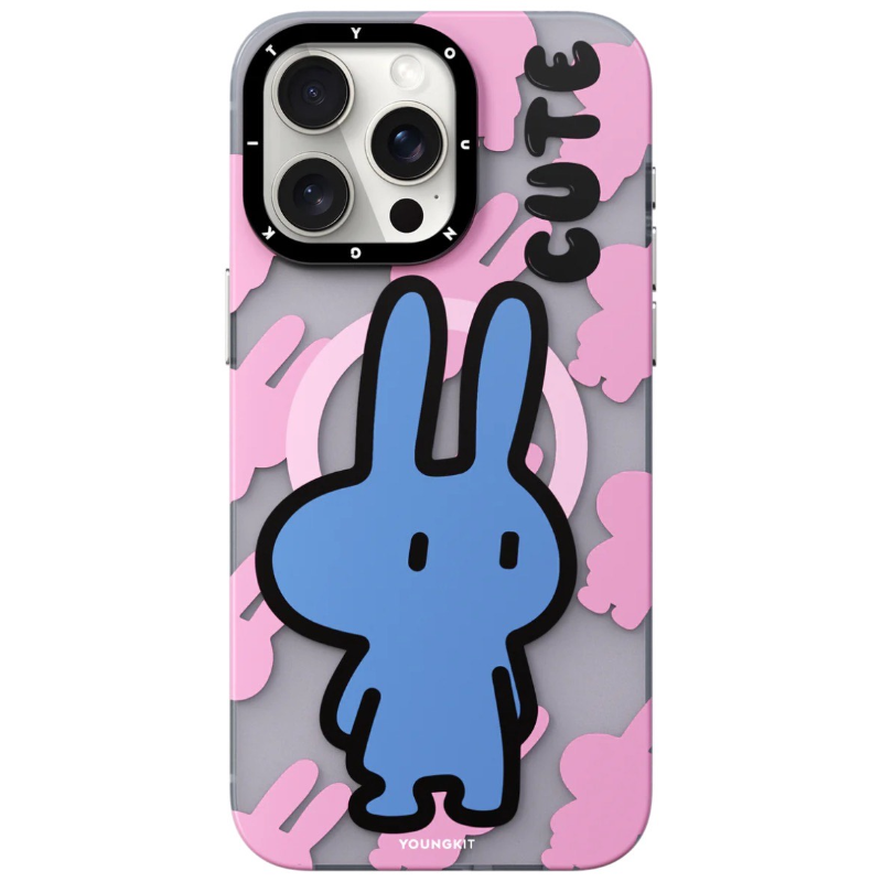 کاور گوشی اپل Iphone 15 pro max یانگ کیت مدل Pink Bunny Bliss