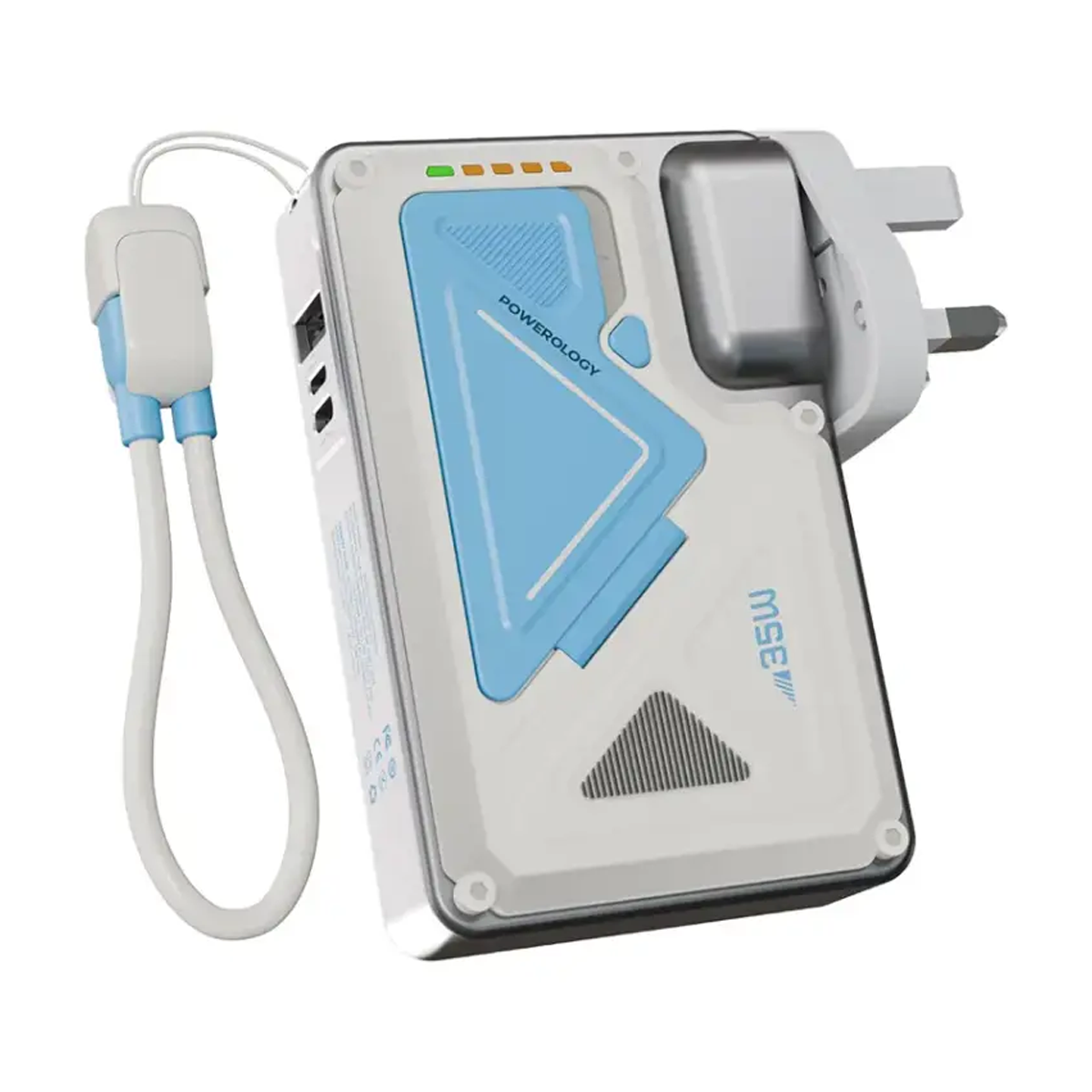 پاوربانک بی سیم پاورولوژی مدل PPBCHA80 ظرفیت 10000 میلی آمپر ساعت-سفید