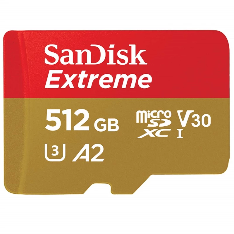 کارت حافظه microSDXC سن دیسک مدل Extreme کلاس A2 استاندارد UHS-I U3 سرعت 190MBps ظرفیت 512 گیگابایت-چند رنگ 