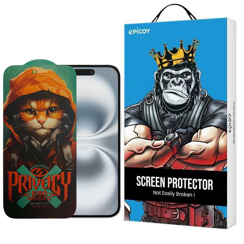 محافظ صفحه نمایش حریم شخصی گوشی اپل iPhone 15 اپیکوی مدل Privacy Hoodie Cat 